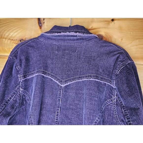 BANDOLINO BLU Plum WOMENS SIZE 0X CORDUROY FRINGE EDGE JACKET Light Button Coat - Picture 13 of 14